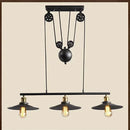 Axyaa Industrial Black Pendant Lights 3 Heads Pulley Hanging Lamp E27 Fixtures