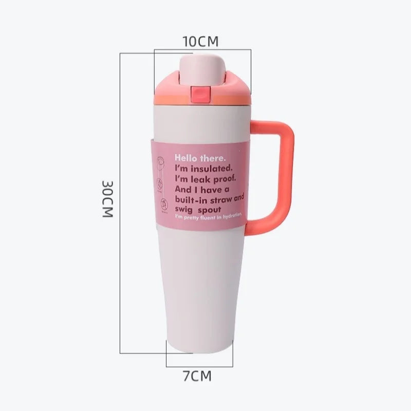 Axyaa 40oz Stainless Steel Vacuum Flask Sport Travel Mug with Handle
