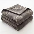 Axyaa Waffle Cotton Throw Blanket for Bed & Sofa - Soft & Breathable Summer Plaid Blanket