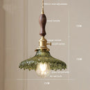 Axyaa Glass LED Pendant Lights with Copper Socket & Wood Detailing