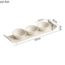 Axyaa Beveled Edge Ceramic Snack Plate Set Creative Molecular Cuisine Tableware