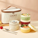 Axyaa Insulated Stainless Steel Bento Lunch Box with Tableware, Microwave Safe