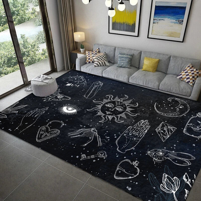 Axyaa Black Constellation Rug Set: Living Room, Bedroom, Bathroom Décor & Gift