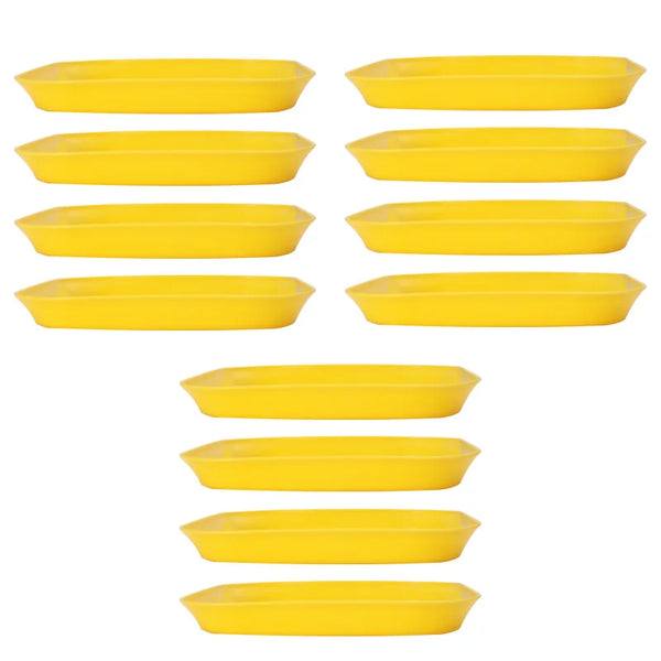Axyaa Yellow Plastic Snack Plate Set for Home Kitchen Restaurant Dessert Fruit