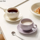 Axya Ceramic Mug Set: Solid Color Coffee Cup and Plate for Tea, Milk, Breakfast
