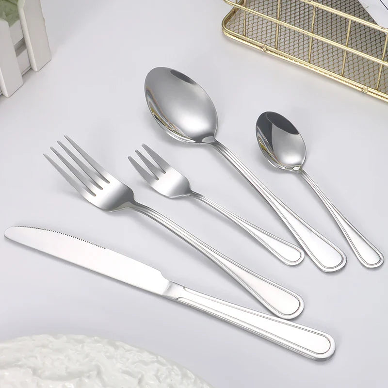 Axyaa 30-Piece Stainless Steel Cutlery Set - Ideal for Restaurants and Hotels