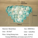 Axyaa Vintage Green Glass Crystal Chandelier Pendant Lamp for Living Room Bedroom