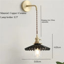 Axyaa Nordic White Pleated Ceramic Pendant Lamp Wall Bedside Bar Vintage Brass Light
