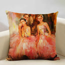 Axyaa Dancing Girl Oil Painting Decorative Pillow Cover 45x45cm