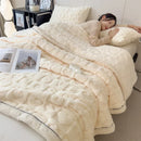 Axyaa Heart Pattern Coral Fleece Blanket: Double Layer Thicken Warm Plush Sofa Throw