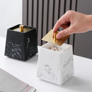 Axya Golden Lid Marbling Resin Storage Box for Bathroom Accessories
