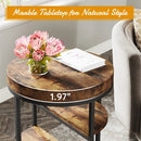 Axyaa Round End Table with 3 Storage Shelves, Industrial Wood Side Table