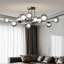 Axyaa Smoke Gray Glass Ball Chandelier Pendant Light for Modern Living Room