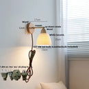 Axyaa Wood Canopy LED Wall Lights Amber Glass Sconce Nordic Modern Bedside Lamp