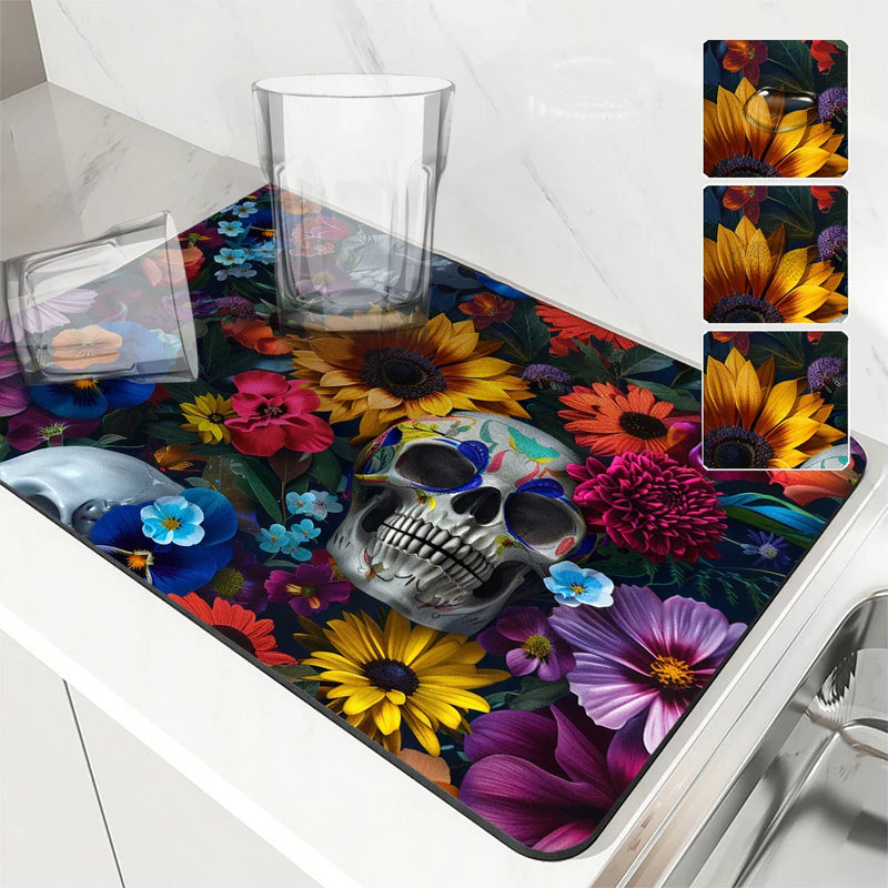 Axyaa Absorbent Drain Pad: Stylish Anti-slip Mat for Cups, Dishes, and Plants
