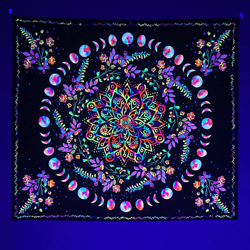 Axyaa Fluorescent Tapestry: Astronaut UV Wall Hanging for Independent Room Aesthetics