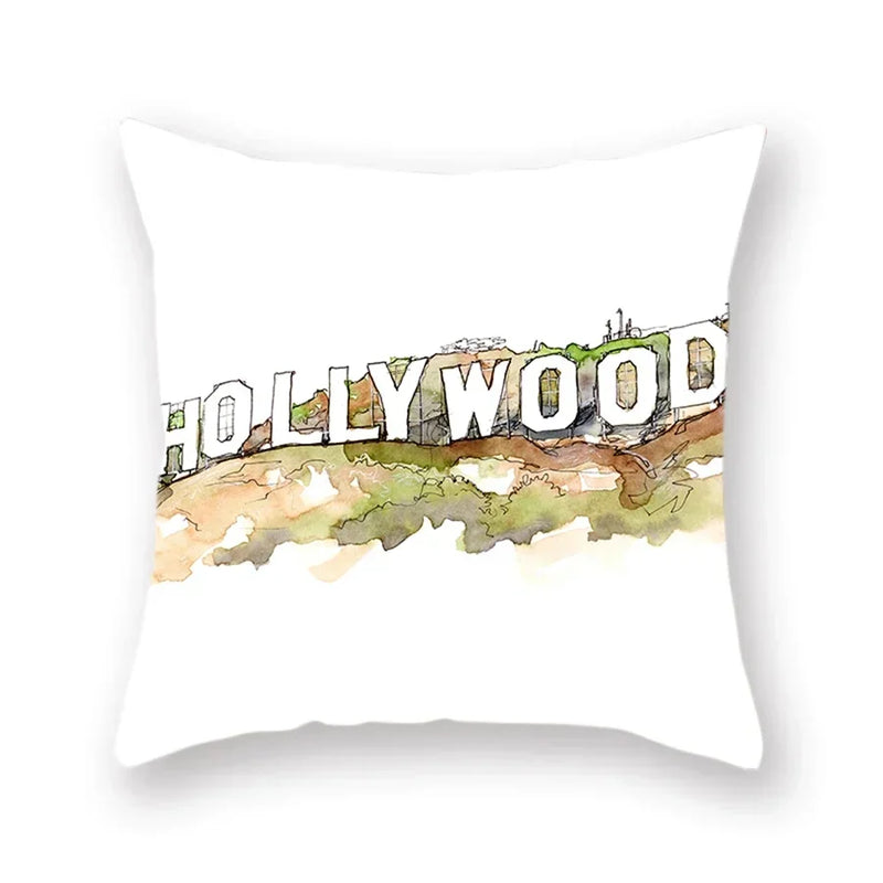 Axyaa World Buildings Printed Cushion Covers
