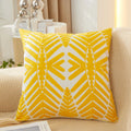 Axyaa Fern Leaves Embroidery Pillow Cover 45x45cm Blue Yellow Grey Square Decor