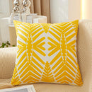 Axyaa Fern Leaves Embroidery Pillow Cover 45x45cm Blue Yellow Grey Square Decor