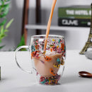 Axyaa Double Wall Glass Mug Cup with Dry Flowers & Glitters - Student Gifts