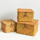 Axyaa Rattan Wicker Shelf Basket: Handwoven Rectangular Organizer for Home Storage