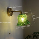 Axyaa Vintage Copper Glass Wall Light with Pull Chain Switch - LED Fixture for Bar, Bedroom, Dining Room