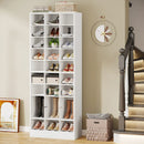 Axyaa 10-Tier Espresso Wooden Shoe Rack with 30 Cubbies, Tall Entryway Organizer