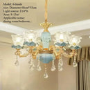 Luxury Crystal Blue Ceramic Chandelier for Living Room Ceiling by Axyaa