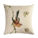 Axyaa Vintage Bird Pattern Cotton Linen Throw Pillow Cover for Sofa