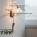 Axyaa Clear Glass LED Wall Light Fixture Walnut Bedside Lamp
