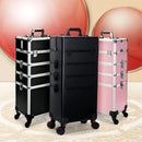 Axyaa Professional 4 in 1 Rolling Makeup Train Case, Pink Cosmetology Case on Wheels