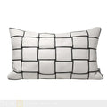 Axyaa White Woven PU Leather Waist Pillow for Modern Luxury Living Room Sofa