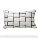 Axyaa White Woven PU Leather Waist Pillow for Modern Luxury Living Room Sofa