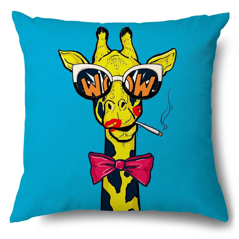 Axyaa Soft Plush POP Comic Portrait Cushion Cover - Home Decor Pillowcase