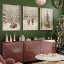 Axyaa Vintage Forest Pine Tree Wall Art Set, Christmas Country Landscape Print