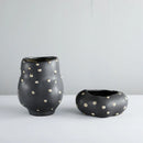 Axyaa Black Resin Flower Pot Gold Point Vase Home Decor Irregular Floral Arrangement