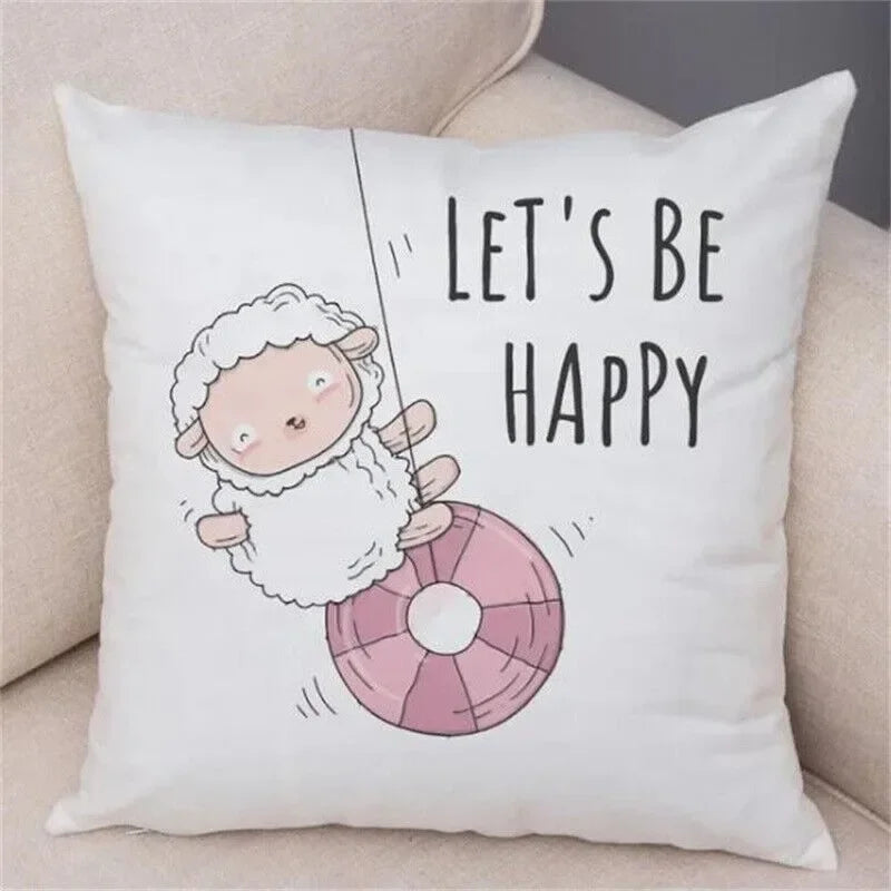 Axyaa Cartoon Animal Pillowcase: Sofa Decor Cushion Cover for Living Room