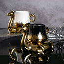 Axyaa Camel Espresso Cups Set - 110ml Ceramic Coffee Cups and Plates