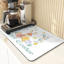 Axyaa Easter Rabbit Print Placemats & Coasters: Absorbent Kitchen Mats & Home Decor