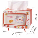 Axyaa Square Tissue Box & Phone Holder – Pink Desktop Decor Organizer
