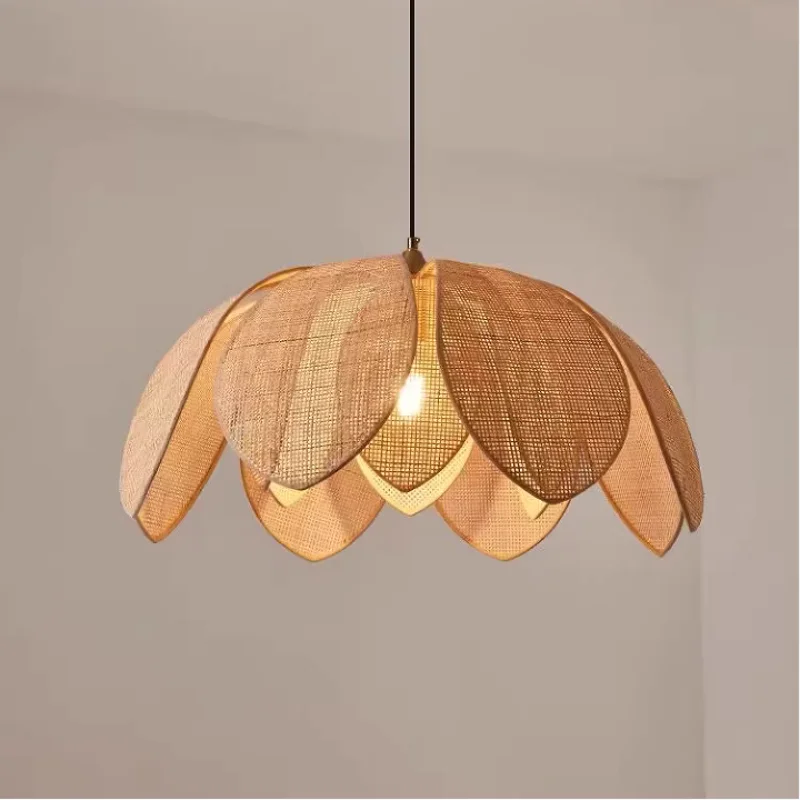 Axyaa Ratten Petal LED Chandelier Minimalist Pendant Light Home Decor Fixtures