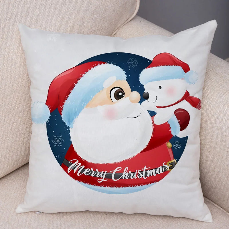 Axyaa Santa Little Penguin Pillowcase 45x45cm Merry Christmas Deer Cushion Cover