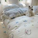 Axyaa Floral Leaf Queen Duvet Set - 4Pc Luxury Washed Cotton Bedding