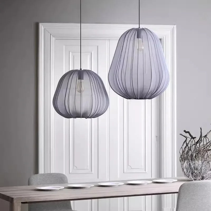 Axyaa Fabric Lantern Chandelier: Scandinavian Design Balloon Pendant for Home Decor