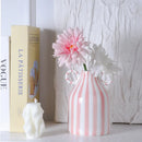 Axyaa Ceramic Striped Double Ear Vase Hydroponic Planter Ornament