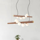 Axyaa Nordic Wood Grain Chandelier: Modern LED Decorative Lighting for Living Room and Dining Area