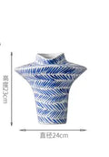 Axyaa Blue & White Ceramic Art Vase for Desktop Flower Arrangement and Hydroponic Plant Display