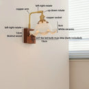 Axyaa Brass Flower LED Wall Lamp, Vintage Style, Wooden Base, E27 Bulb