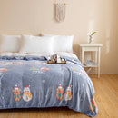 Soft Velvet Christmas Blanket with Santa Claus & Elk Print by Axyaa