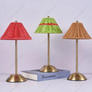 Axyaa Rattan Umbrella Lamp: Rechargeable LED Desk Light for Home, Hotel, and Dining Area